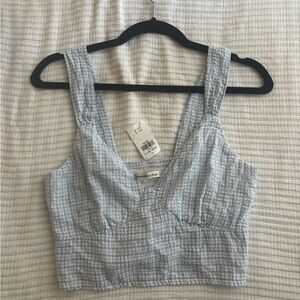 Abercrombie Blue & White Fitted Crop Tank